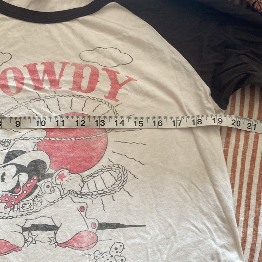 Junk Food Cowboy Mickey Disney Raglan tee shirt XL charcoal gray white - Picture 6 of 8
